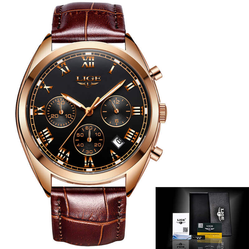 2020 LIGE Mens Watches Top Brand Luxury Waterproof 24 Hour Date Quartz Clock Male Leather Sport Wrist Watch Relogio Masculino